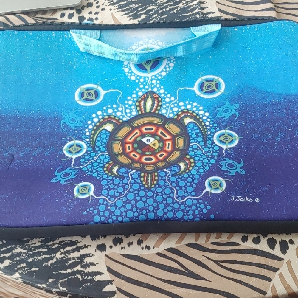 Blue and Purple Turtle Design Laptop Sleeve